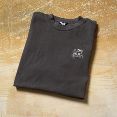 Music Cat Embroidered T - Vintage Black