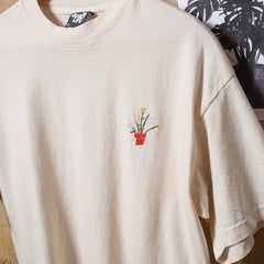 Plants Embroidered T - Cream