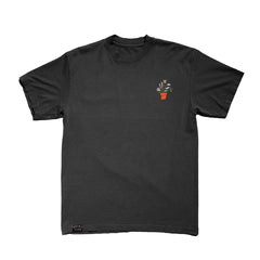 Plants Embroidered T - Black