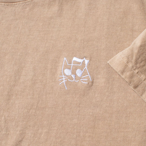 Music Cat Embroidered T - Mushroom - Made in USA FA25