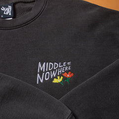 Lonely Palm Embroidered Middle of Nowhere Crew Neck - Vintage Black - LARGE ONLY