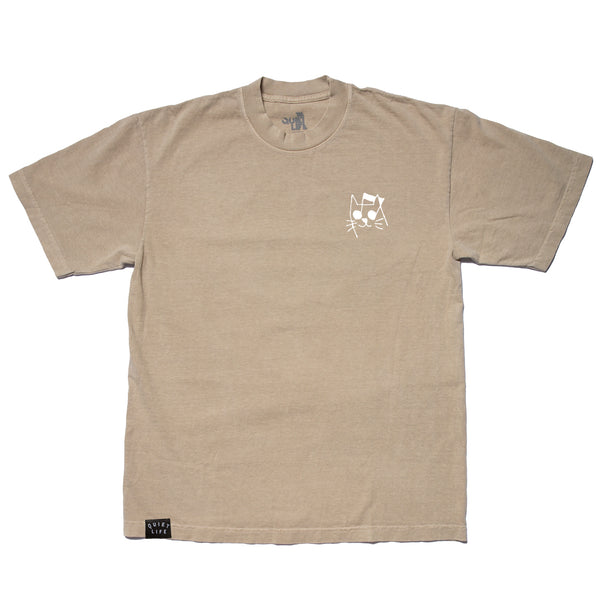 Music Cat Embroidered T - Mushroom - Made in USA FA25