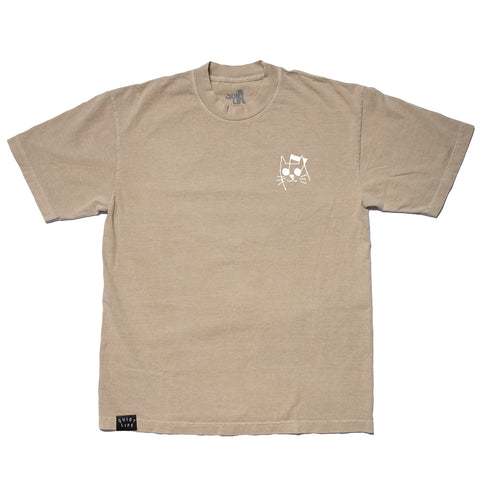 Music Cat Embroidered T - Mushroom - Made in USA FA25