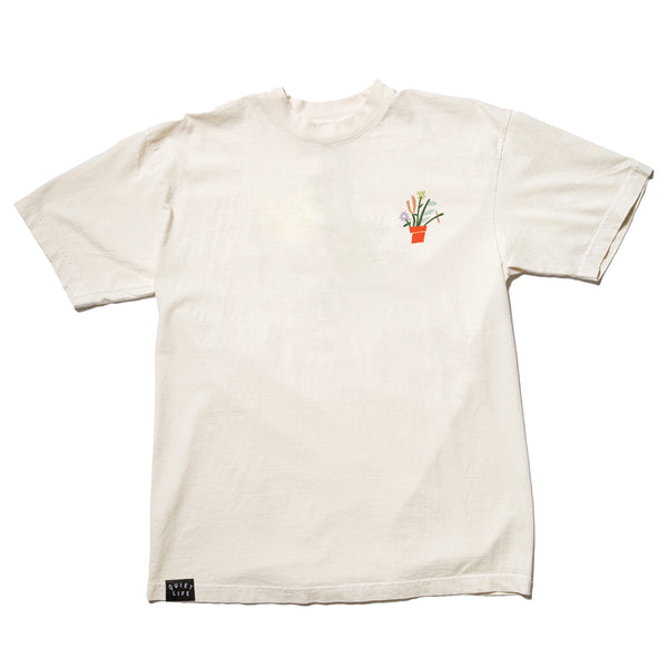 Plants Embroidered T - Cream