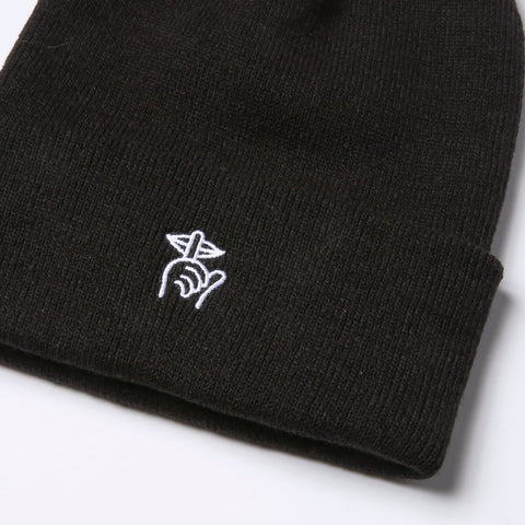 Shhh Embroidered Beanie - Black