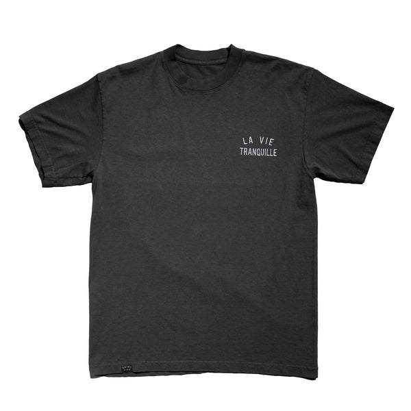 La Vie Tranquille Embroidered T - Vintage Black - MEDIUM ONLY