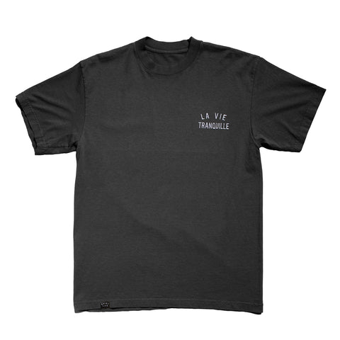 La Vie Tranquille Embroidered T - Vintage Black - MEDIUM ONLY