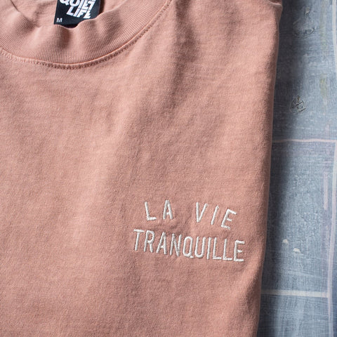La Vie Tranquille Embroidered T - Rose Quartz - Made in USA
