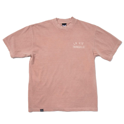 La Vie Tranquille Embroidered T - Rose Quartz - Made in USA